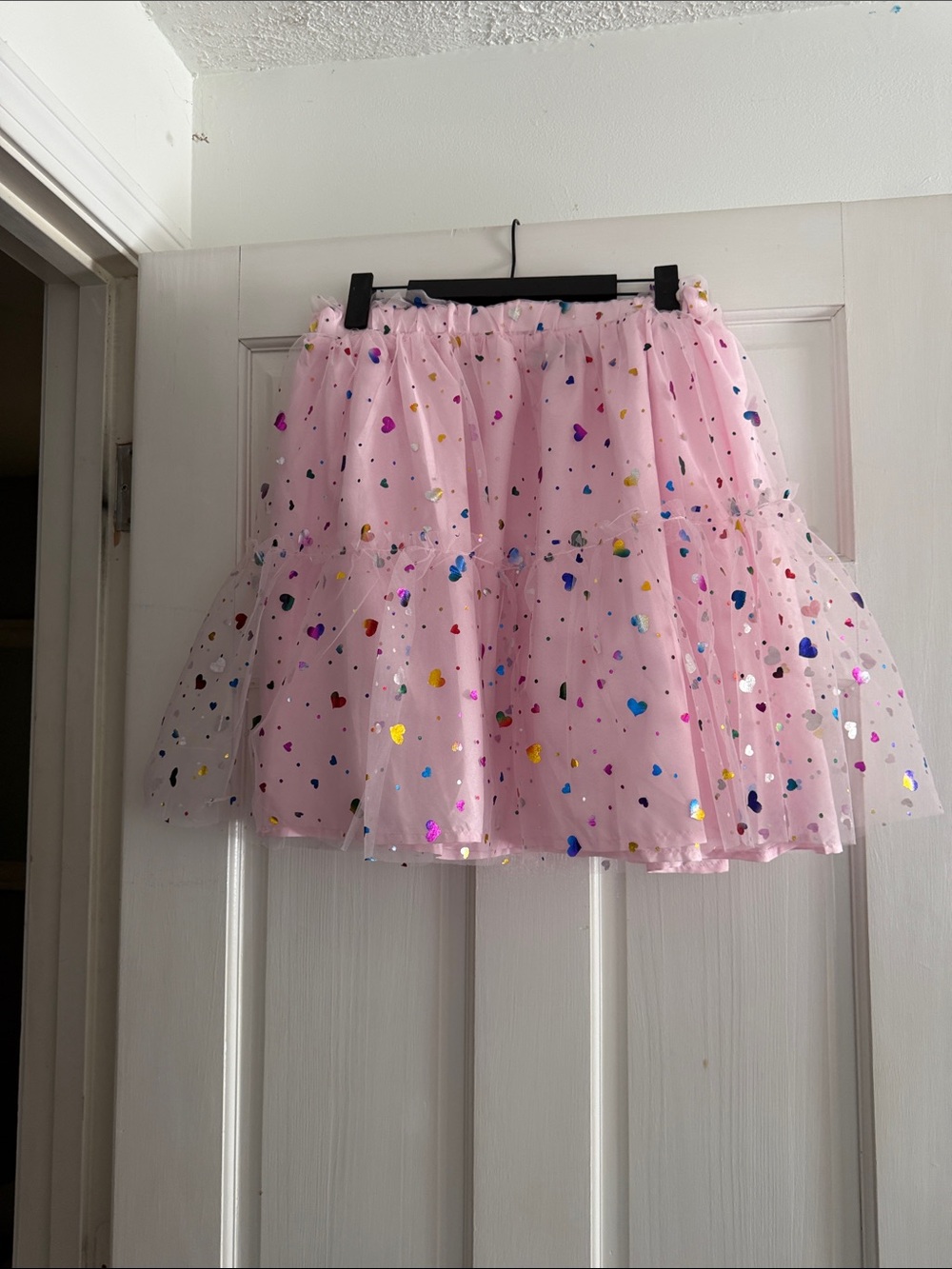 Pink Heart Sequin Tulle Skirt - Playful Circle Skater